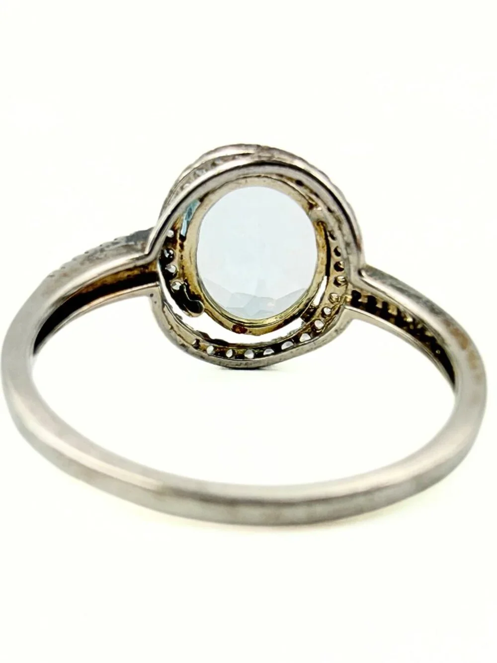 Sparkling Marked Sterling Silver Blue Topaz Regal Halo Cocktail Ring Sz 10